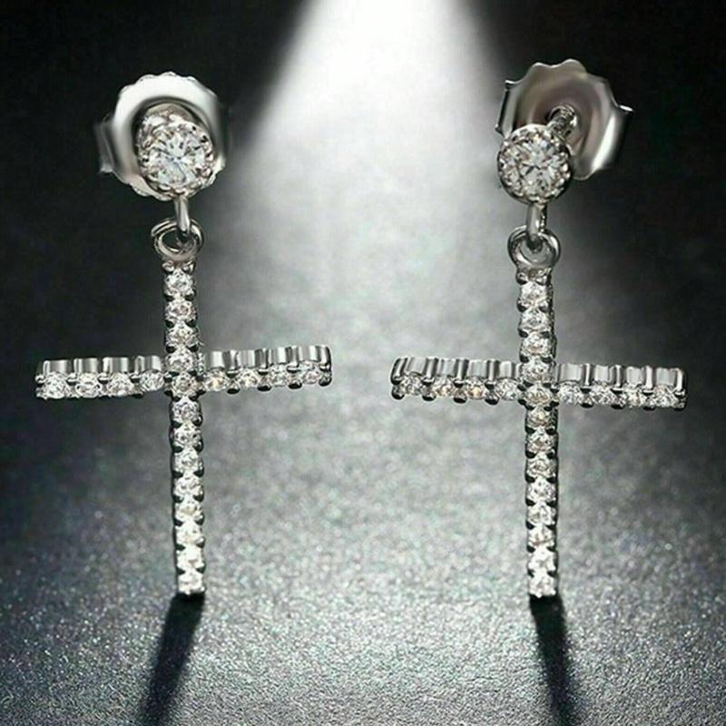 

Women s Luxury Geometric Elegance Cross Earrings Wedding Engagement Party Jewelry Accessories срібний