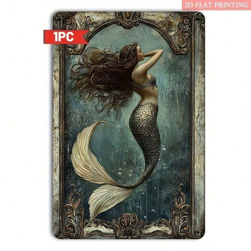 

Metal Wall Art Retro Mermaid Ocean Vintage Bar Decor
