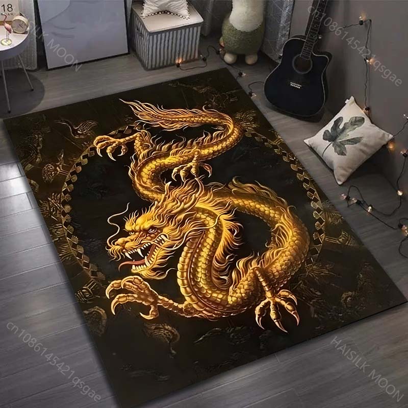 Golden Oriental Dragon Printed Carpet for Bedroom Living Room Bedside Sofa Floor Mat Modern Home Decor Area Rug Fast Shipping