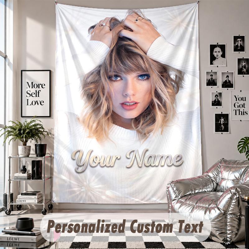 Wall Hanging Tapestry With Custom Name & Text, Taylor Swift Decorative Tapestry For Bedroom