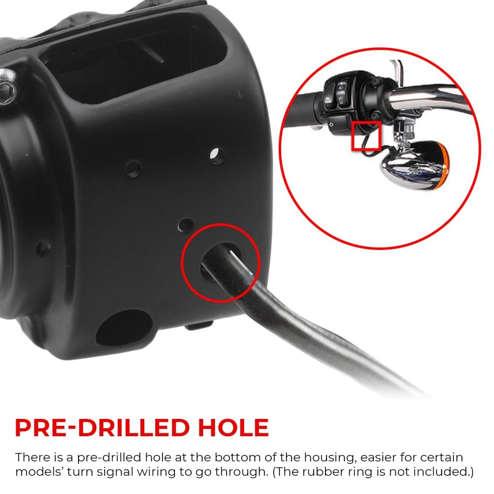 Handlebar Switch Kit Switch Housing W/Button Cover Cap Fits for Harley 2002-2017 VRSC/1996-2012 Sportster/1996-2011 Dyna Softail/1996-2013 Road King