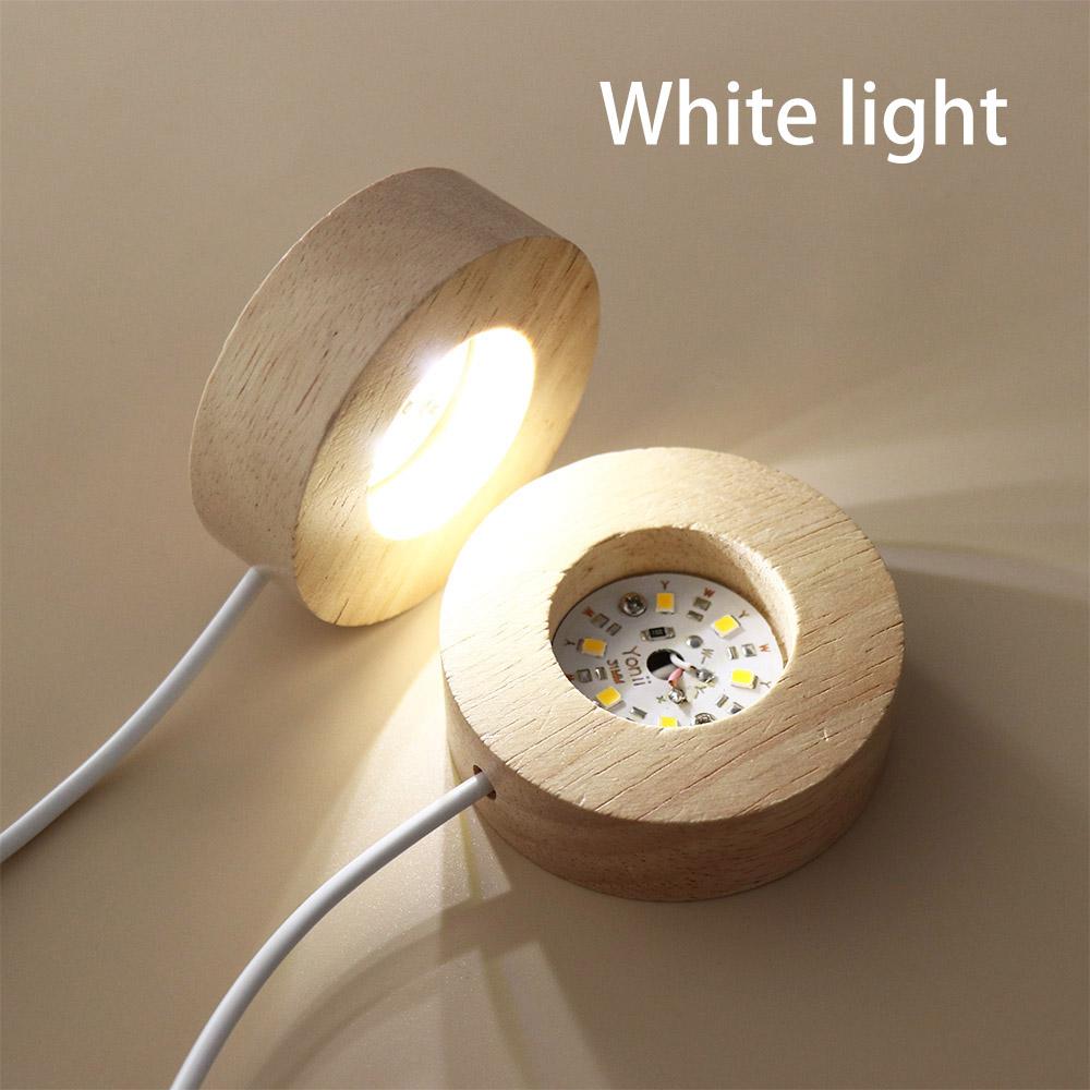 Warm/White Light Night Light Rotating Wood Light Base Wooden LED Light Lamp Base Lamp Holder