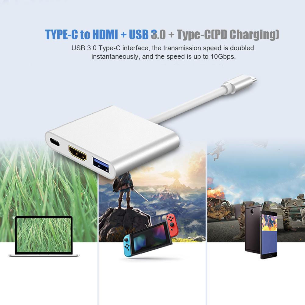Type C To HDMi   PD Power Charging   USB3.0 Converter Adapter for Switch Game Console