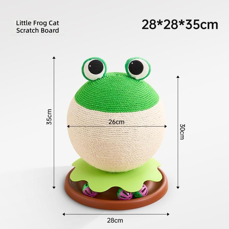 Big Orange Linen Cat Scratching Post with Fruit-Shaped Sisal Scratcher and Rotating Disc Cat Toy for Indoor Cats
