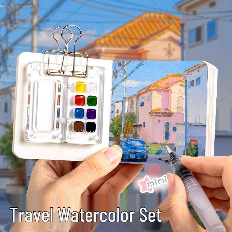 

Portable Mini Watercolor Paint Box Set for Travel Sketching