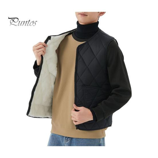 

Жилет с V-образным вырезом, без рукавов, застежка-молния, жилет, пальто с карманами, однотонный ромбовидный жилет с бархатной подкладкой, куртка M чёрный