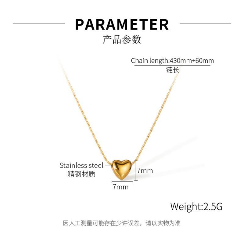 Fashion Temperament Commuting Style Necklace Made Of Stainless Steel Niche Simple Versatile Plated With Gold Heart Collarbone Chain