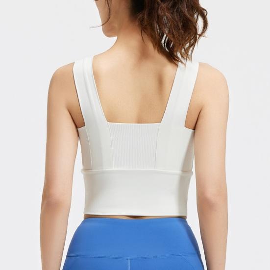 Women's Square Neck Sports Bra Padded Workout Crop Tank Top with Built-in Bra for Yoga Gym Fitness Running