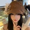 Vintage Niche Flower Pleated Beret Women'S Autumn Maillard Wind Cloud Hat Literary Versatile Octagonal Hat Tide
