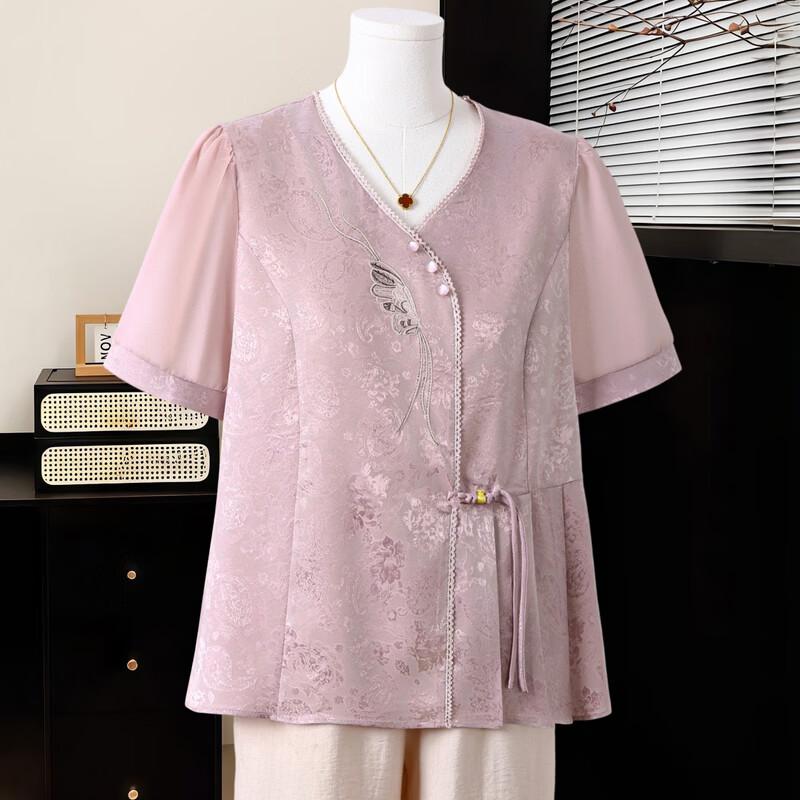 Elegant Middle-Aged Women's Summer New Chinese Style Floral Top