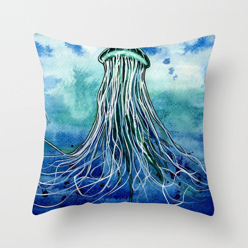 Ocean Mermaid Pattern Polyester Pillow Cover Sofa Office Car Cushion Cover Warm