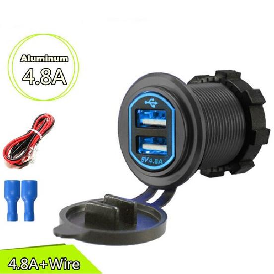 Dual Car USB Quick Charger LED 2.4A*2 Boat Truck Interior Charging Accessories