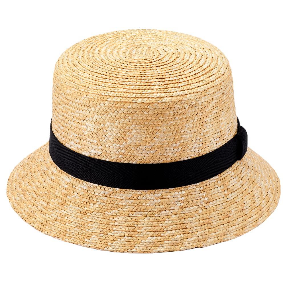 Hat Bucket Straw Bucket Hat for Women and Unisex Straw Hat [Tanaka Shop] Men, UK-H120 (Black)