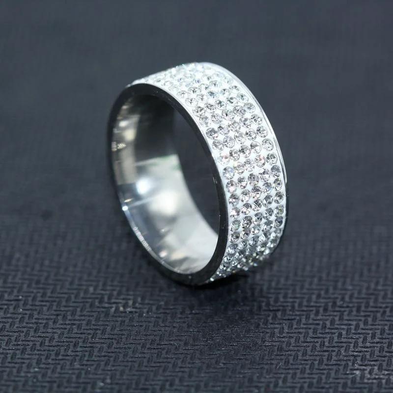 Shine Copperand Gold Color Women Ring Round Inlaid White Zircon Ring for Women Men Engagement Wedding Jewelry Gift