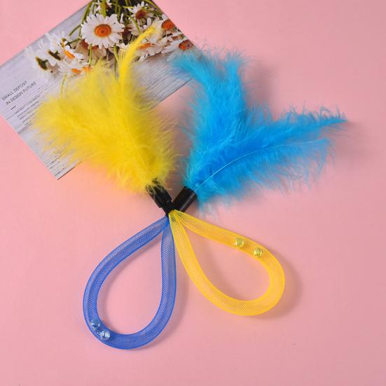 2Pcs Feather Cat Toys with Bells Interactive Spring Teaser Wand for Kittens Cats Interactive Cat Hunting Instinct Play Toy Colorful Pet Supplies