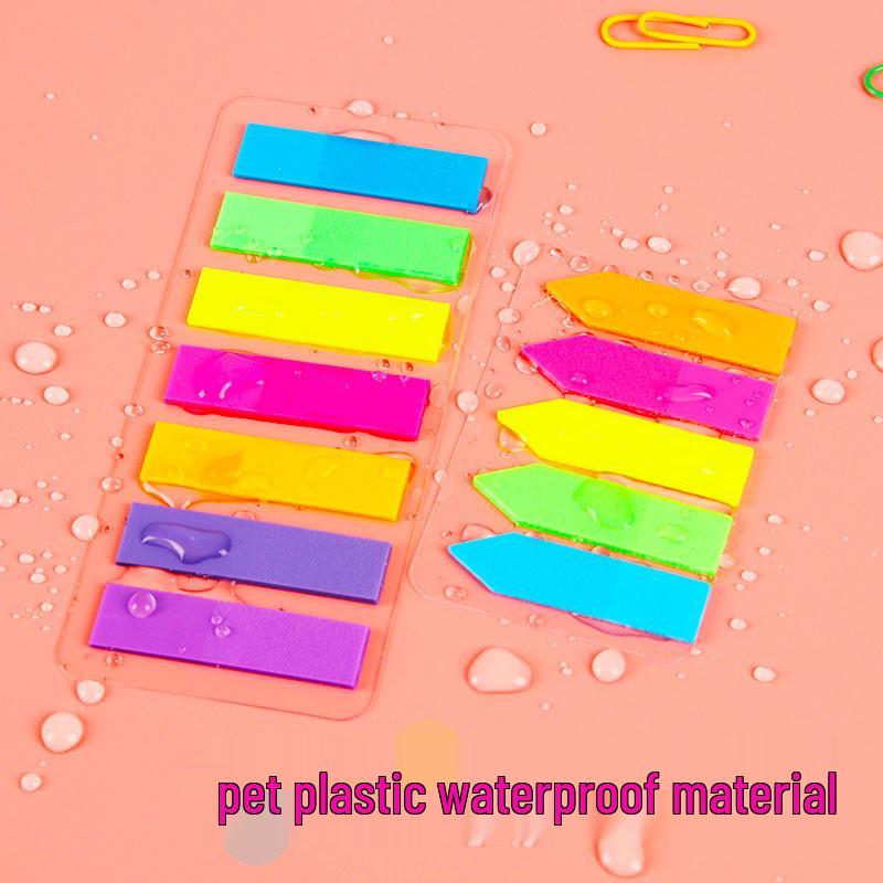 Transparenta PET Post-it-lappar, Fluorescerande Indexflikar, Vattentäta Pil-etikettstickers för Studenter