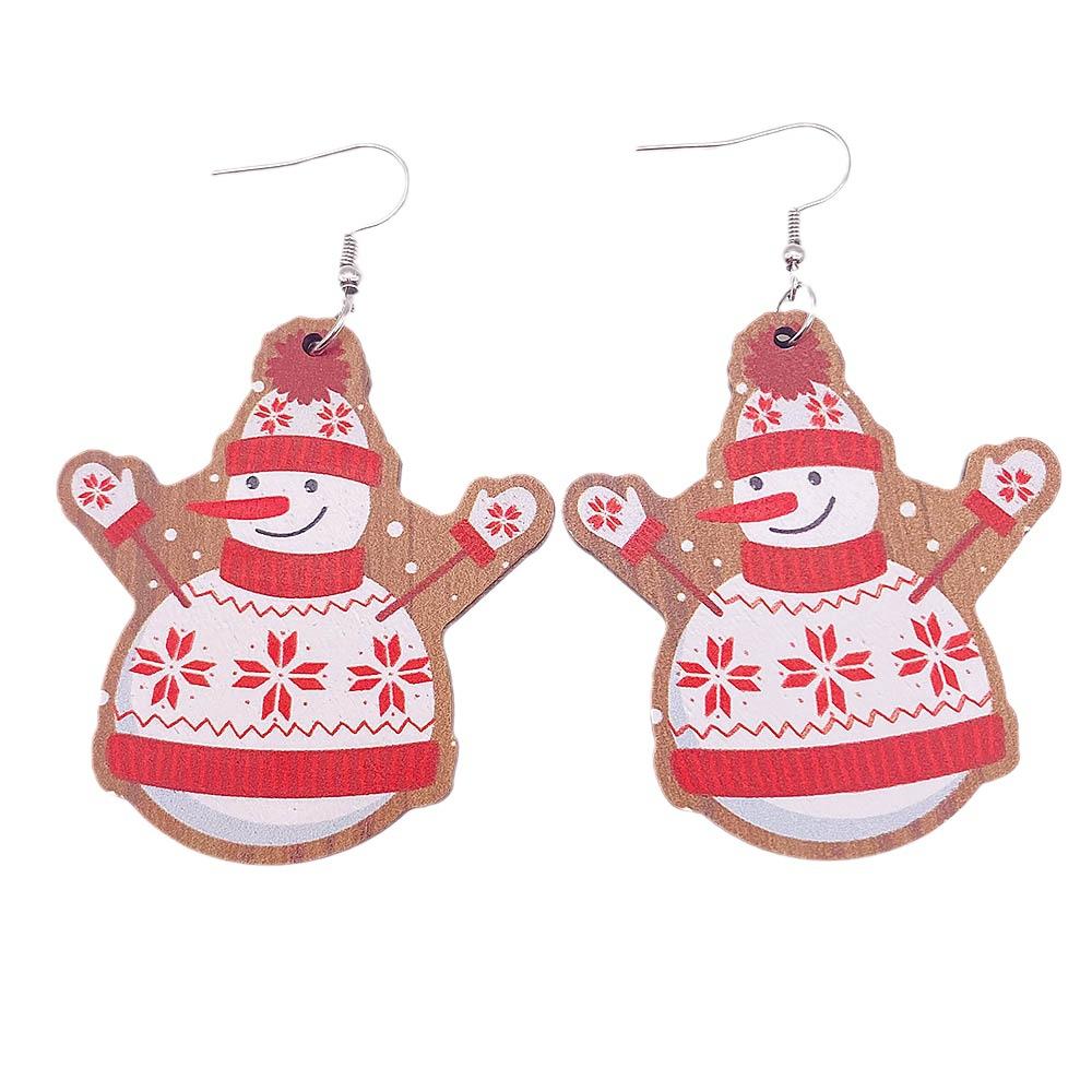1 Pair of Christmas Holiday Ornaments Santa Bells Red Car Drops Wooden Earrings Christmas Ornaments