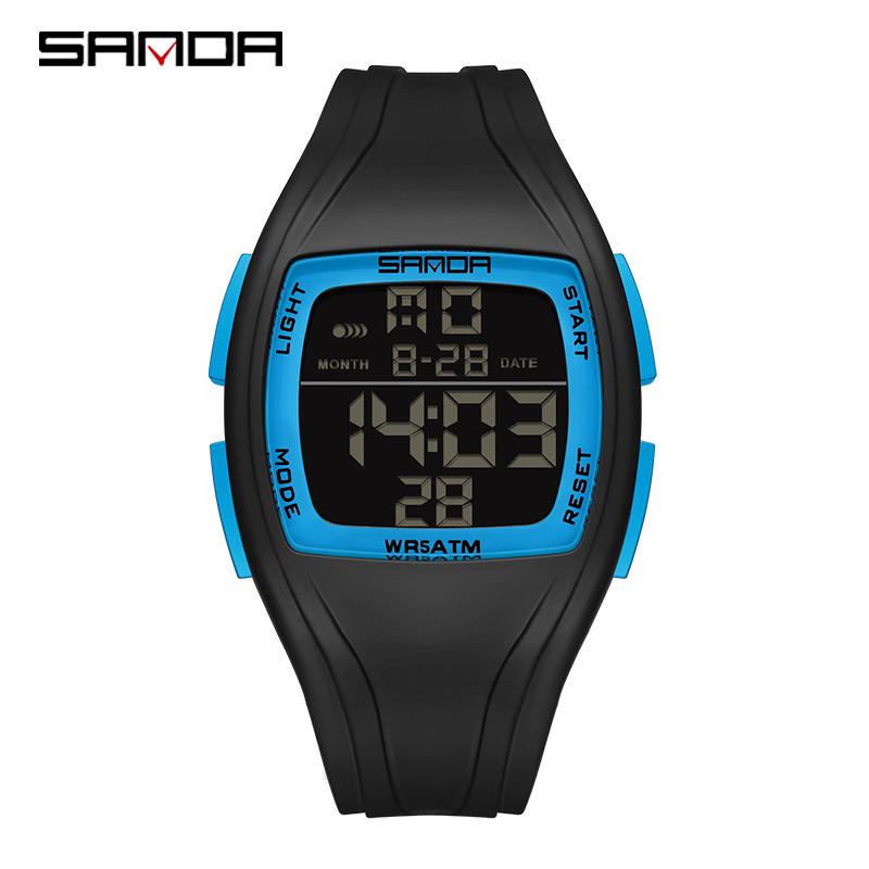 SANDA Square Outdoor Sports Waterproof Multi-function Electronic Wristwatch