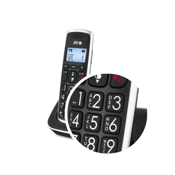 Téléphone Fixe sans Fil Senior SPC Comfort Kaiser - Touches et Chiffres XL, Son Extra-amplifié, Répertoire