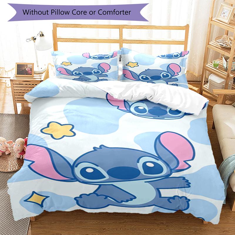 3pcs Stitch Bedding Set Duvet Cover Closure Includes 1 Duvet Cover & 2 Pillowcases, Soft and Comfortable for All Seasons.