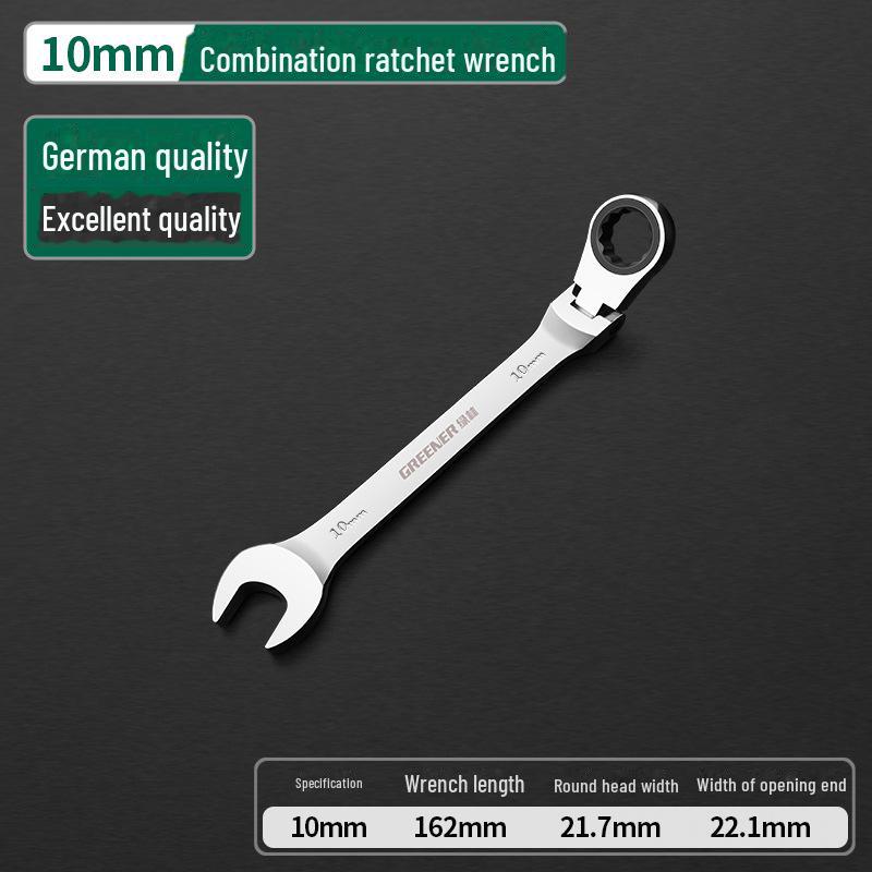 Green Forest Dual-Purpose Ratchet Wrench with Mirror Finish
