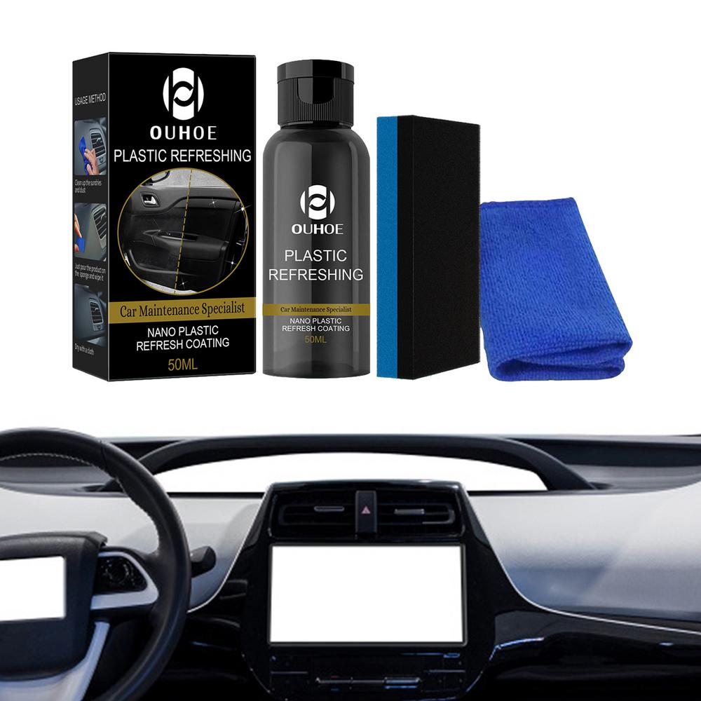 30ml 50ml Car Plastic Parts Retreading Agent Instrument Panel Wax Auto Interior Plastic Seat Leather Refurbishment Cleaner Agent