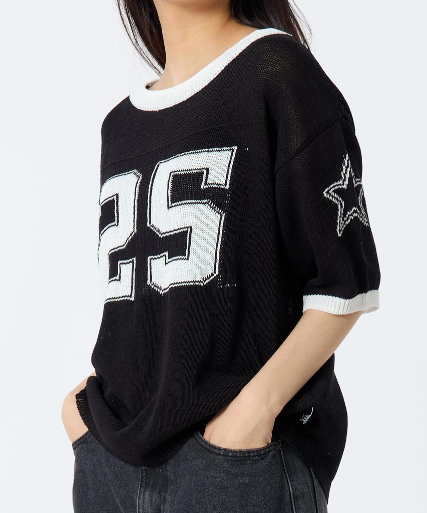 ANDTHEOTHER Oversized Round Neck Short Sleeve Knit Black