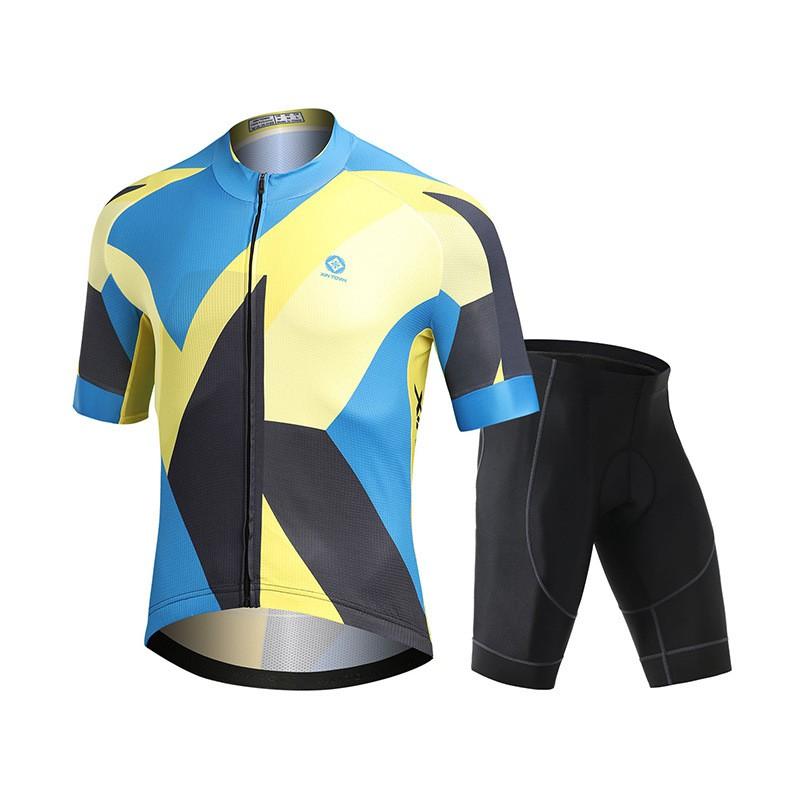 Mens Short Sleeve Cycling Jersey Shorts Set Mountain Bike Breathable Quick Dry