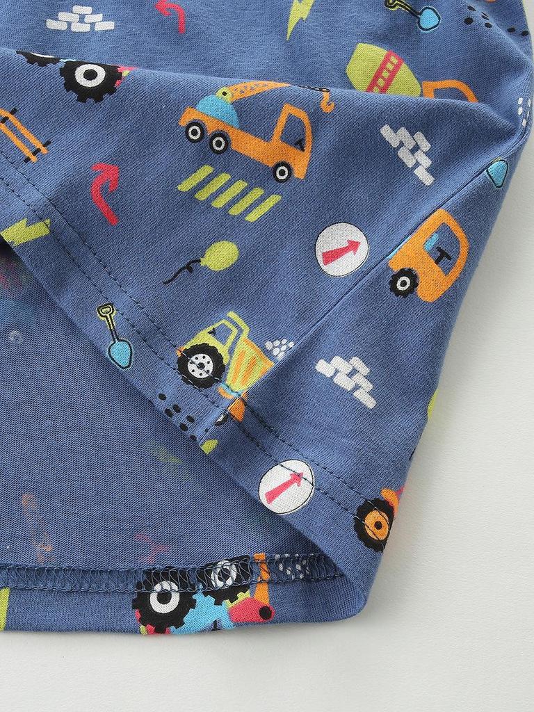 Summer Kids' Short-Sleeve T-Shirt with Construction Vehicle Print - European/American Style