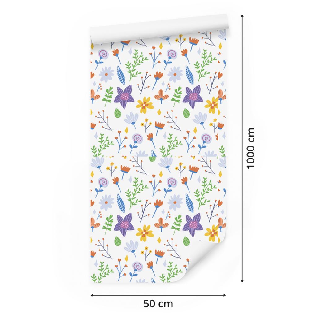 Wild Flowers Wallpaper White and Cream for Living Room and Bedroom 50x1000