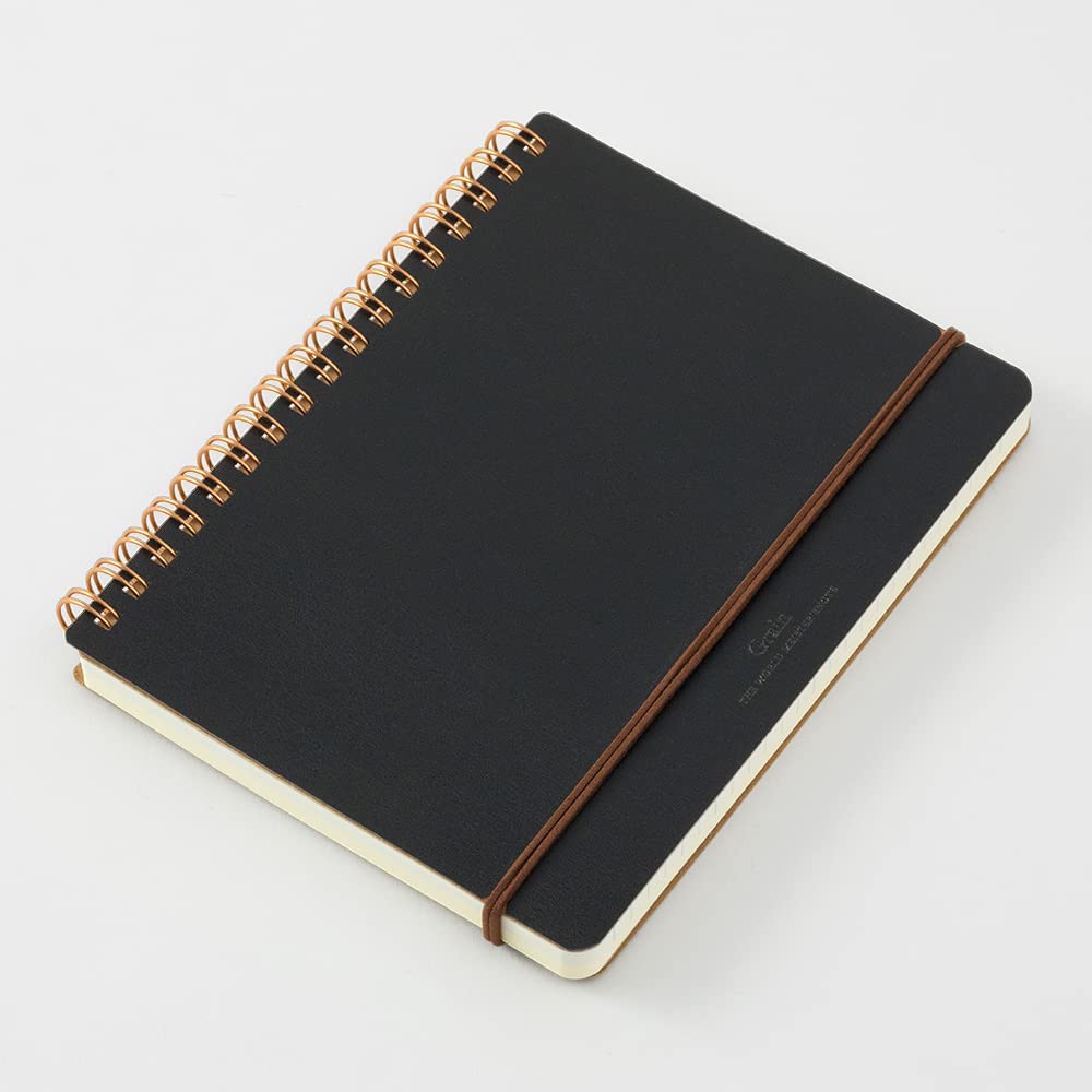 DESIGNPHIL Midori Grain Ring Notebook B6 Variant Black 15222006 Stationery