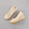 Francouzské dámské boty na vysokém podpatku Xiaoxiangfeng na klínovém podpatku Temperament Bow Pointed Single Shoes