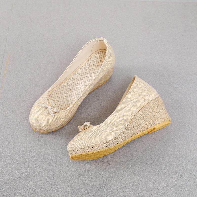 Francouzské dámské boty na vysokém podpatku Xiaoxiangfeng na klínovém podpatku Temperament Bow Pointed Single Shoes