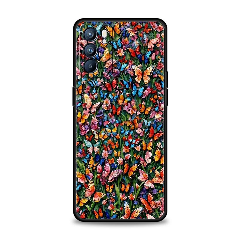 Butterfly Design Phone Case For Oppo Reno 13 12 11 10 7 F Find X5 X6 A98 A80 A79 A78 A57 A54 A31 A17 Pro 5G Soft TPU Cover Capas