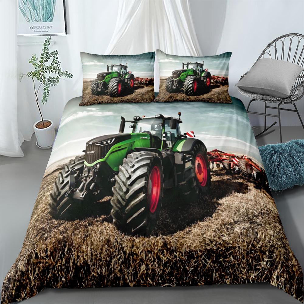 Tractor Duvet Cover Set King Queen Double Full Twin Single Size Boys Bed Linen Set