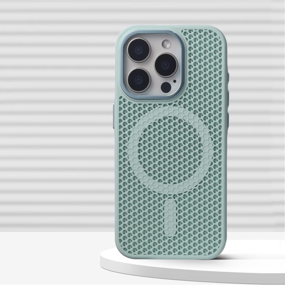 Legierungslinse Wabenmuster Kühlende Magnetische Hülle für iPhone 16 Pro Max 15 Plus 14 13 12 Für Magsafe Kabelloses Lade Cover