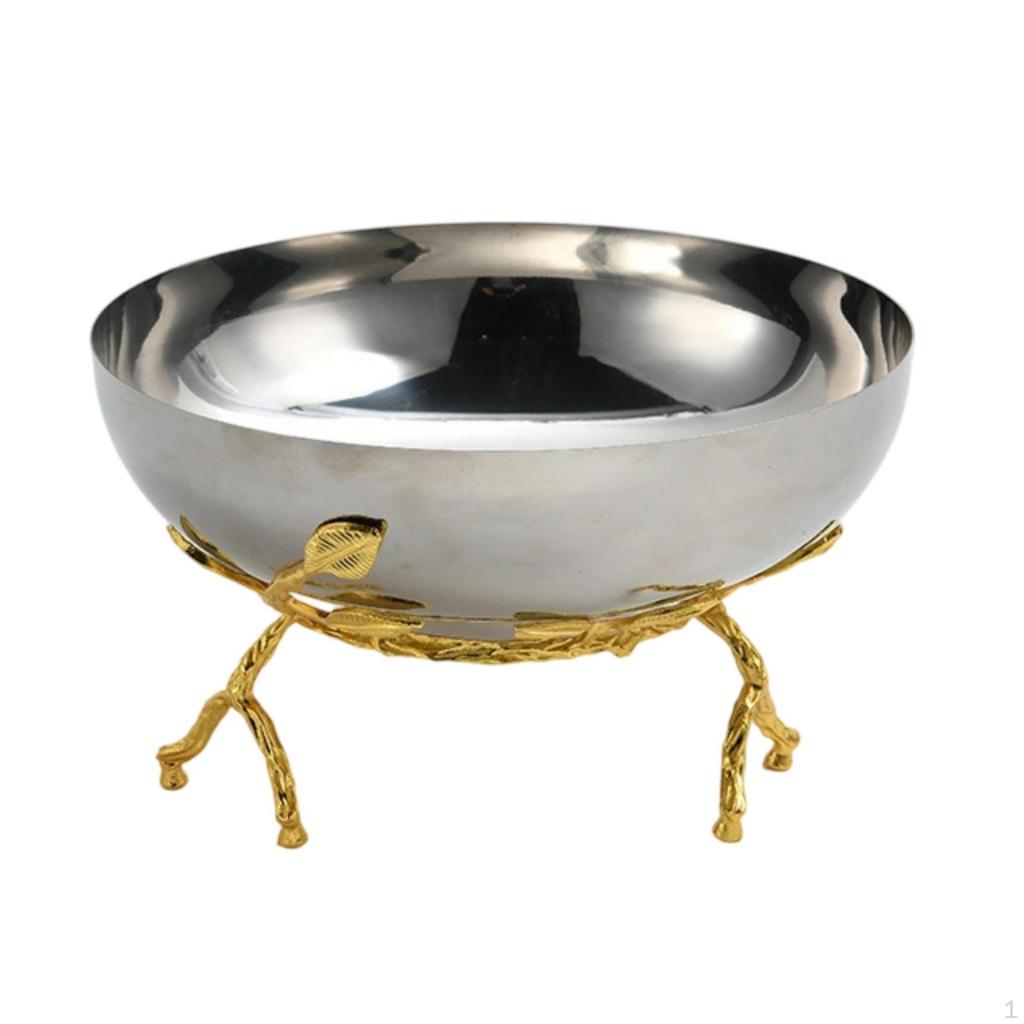 Decorative Bowl with Stand Stainless Steel Serving Dish Polished for Dining Table,