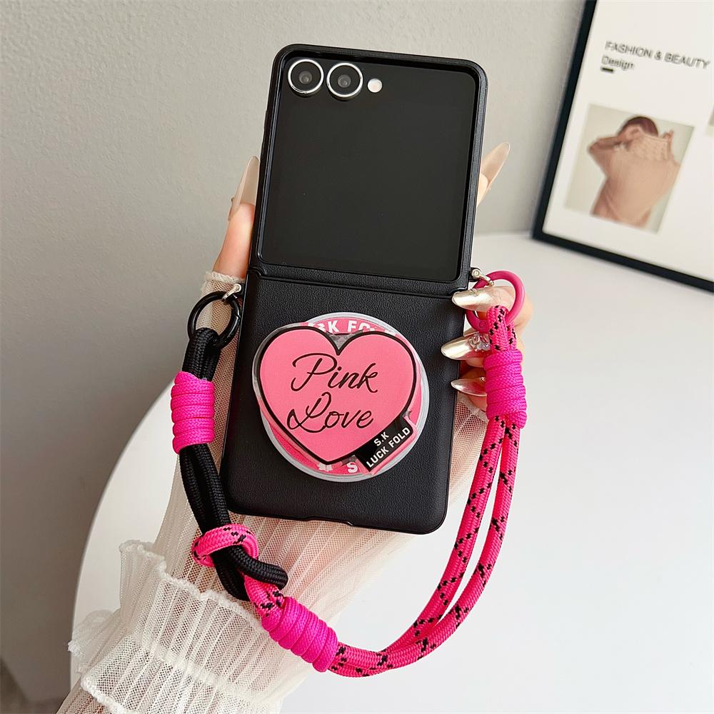 3 in 1 Detachable Magnetic Love Stand Wrist Strap Phone Case for Samsung Galaxy Flip7 Flip6 Z Flip 3 4 5 6 7 FE Protective Cover
