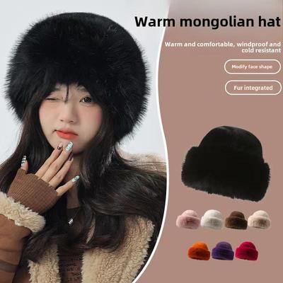 Nerzfell Mongolische Mütze: Warm, Plüschig, Winddicht und Trendig mit Ohrenschutz für Herbst und Winter