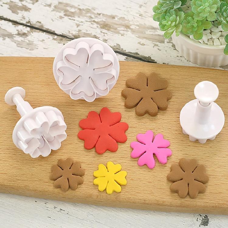 3 PCS DIY Fondant Stamps Multi-Shape Baking Accessories for Fondant Cake Cookie