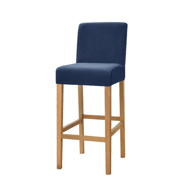 

Plush Velvet Short Back Seating Case Stretch Solid Color Bar Stool Covers For Dining Room Cafe Home Use Decor Space-saving Seat Slipcover 1pc 1 piece темно-синий