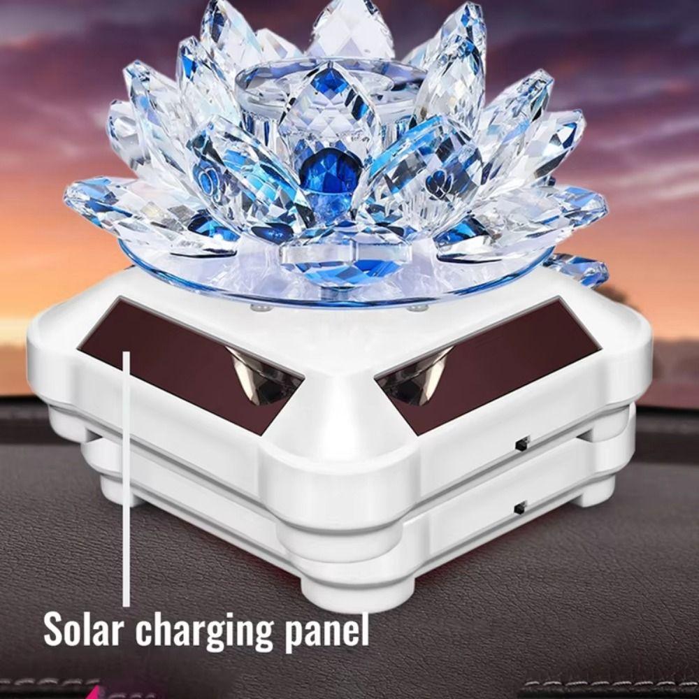 Reflective Crystal Lotus Car Ornament Solar Powered Car Air Fragrance Diffuser Living Room