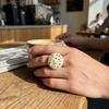Round Heart Elegant Drip Oil Ring Simple Adjustable Ring Exquisite Zinc Zinc Alloy Flower Open Ring Wedding