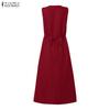 ZANZEA Women Elegant V-Neck Casual Sleeveless Dress