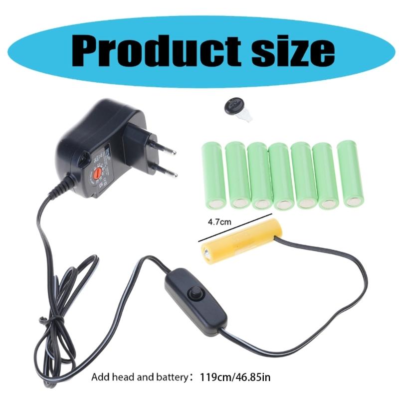 Adjustable 3V-12V AC-DC Power Supply Adapter with USB Output Repacement for AA Battery Replace 2-8pcs AA Batteries