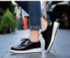 Women's Plus Size Brogue Wedge Heel Lace-Up Leather Shoes - College Style