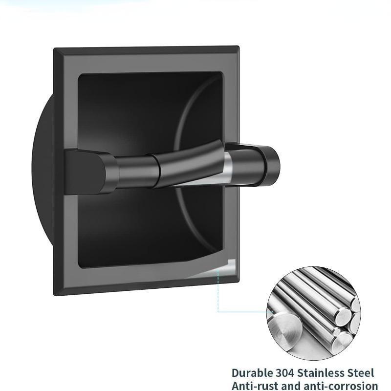 New Black Metal Toilet Paper Holder Recessed Toilet Paper Holder with Mounting Bracket Bathroom Wall Mount Toilet Paper Holder