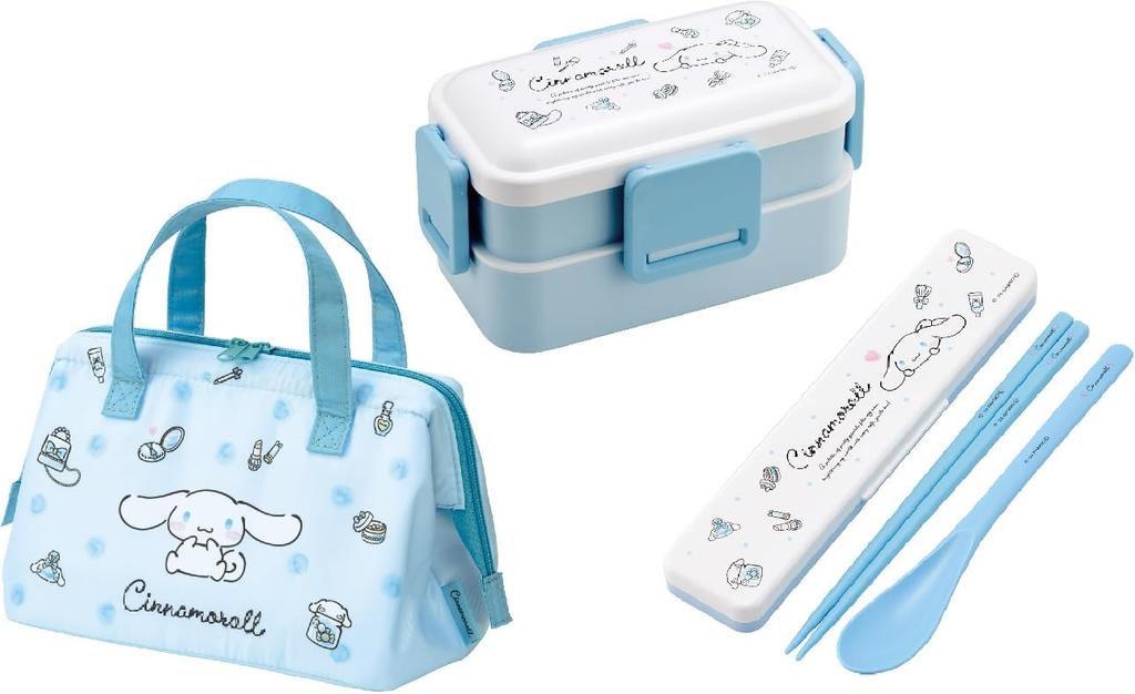 Skater Cinnamoroll Watercolor Cosmetics Lunch Dishwasher Combo Set Insulated Lunch Watercolor Tight Set Box, Antibacterial, Safe, Fluffy, 2-Tier,