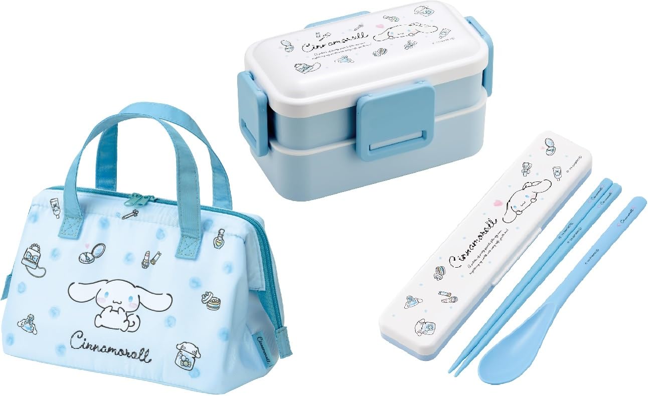 

Skater Cinnamoroll Акварельная косметика Ланч Комбо Набор Моющийся в посудомоечной машине Изолированный ланч Акварельный герметичный набор Коробка, Антибактериальный, Безопасный, Пушистый, 2-ярусный, синий