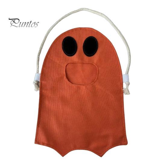 Lightweight Candy Carrier Halloween Ghost Bag for Kids, Cute Fabric Treat or Trick Decorative Holiday Tote with Handle, Spooky Snack Goodie Bags Party
